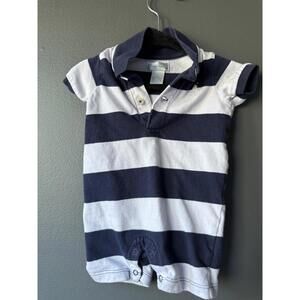 Ralph Lauren Baby Boys Navy and White Striped Polo Romper